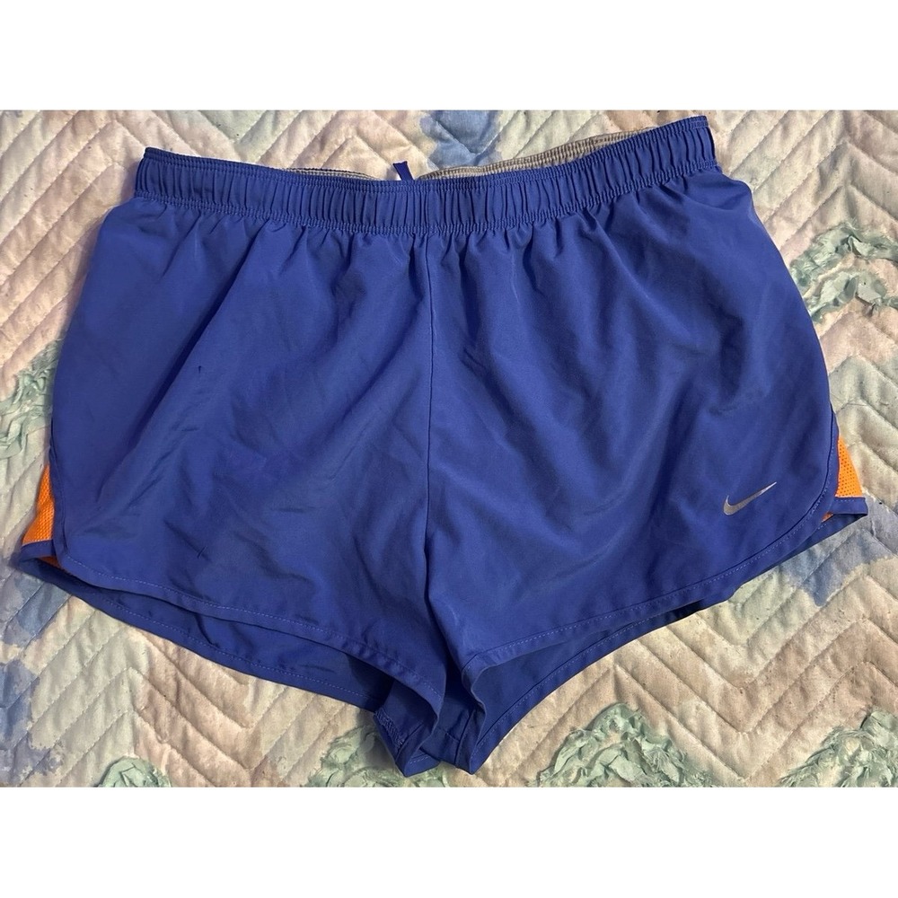 Nike Dri-FIT Women's Blue & Orange Lined Windbreaker Running Shorts, Small